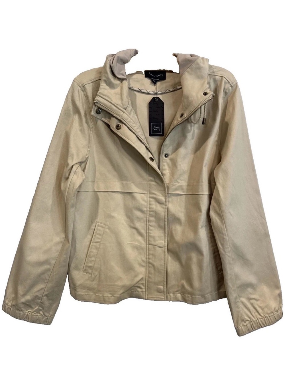Eden Society Beige Lightweight Lined Utility Jacket With Hood Size XL NWT